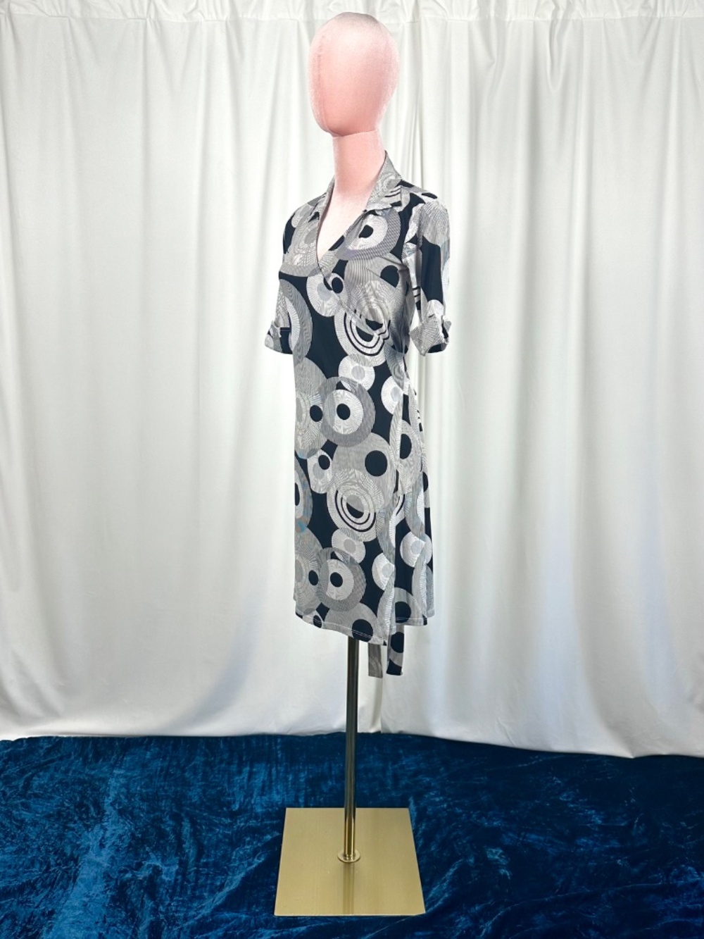 Vintage Y2K Intrigue New York Abstract Wrap Tie Dress XS/S - Picture 15 of 16